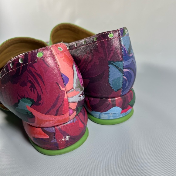 John Fluevog Floral Cleo Shoes with Lime Green Accents - Picture 6 of 12